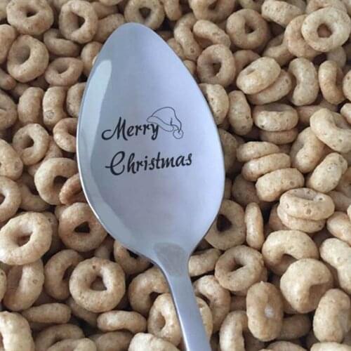 1pcs Stainless Steel Spoon Tableware Merry Christmas Christmas Spoon Christmas Tableware Table Decoration Spoon