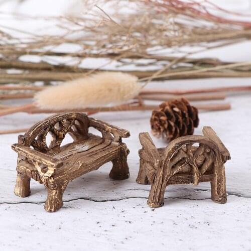 1Pc Mini Garden Ornament Miniature Park Seat Bench Craft Fairy Dollhouse Decor Micro Home Landscape Decor Accessories