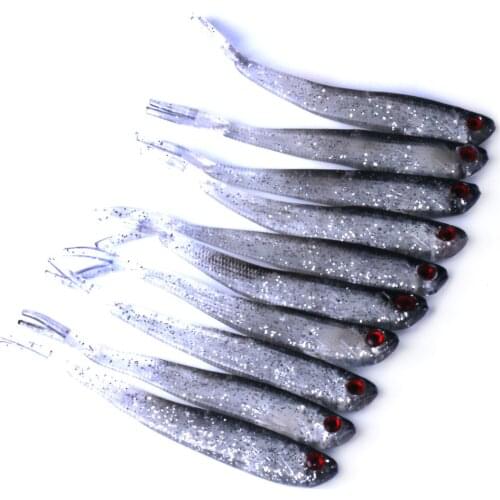 10pcs Soft Fishing Lure 10cm 3.6g Tiddler Lures Crap Fish Artificial Bait Rubber Fishing Tackle Silicone Wobbler