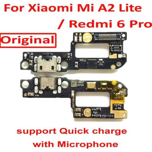 100% Original 6Pro Charging Port PCB Board USB Charge Dock Connector with Microphone Flex Cable For Xiaomi Redmi 6 Pro / A2 lite