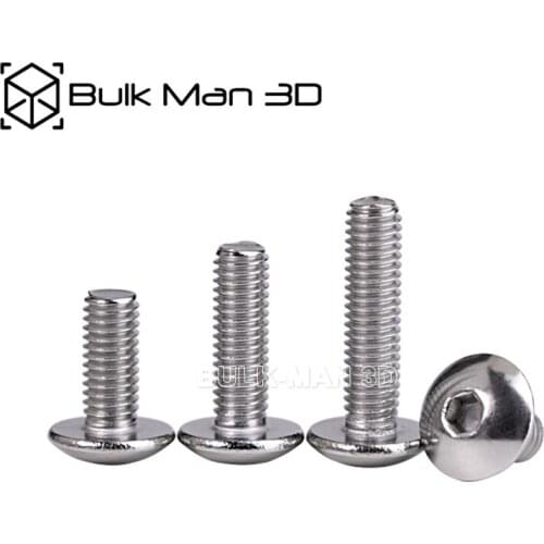 25pcs/Pack M5*6mm/8mm/10mm/12mm/16mm/20mm/25mm/30mm/35mm/40mm/45mm/50mm Button Head Screw Stainless Steel for V-slot / T-slot