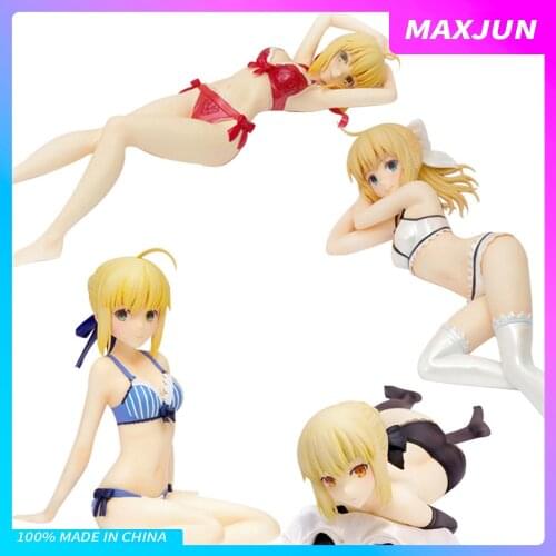 4pcs/set Japan Anime Fate/stay night Anime Figures Saber Pajamas PVC Model toys Fate/Zero FGO series Collection Sexy Figure