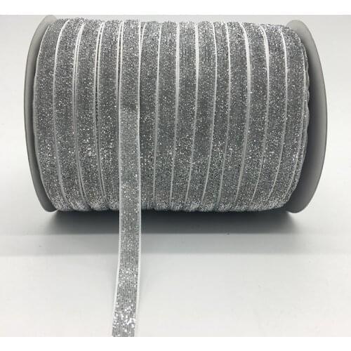 5Yards/lot) 3/8" 10mm Glitter Silver Ribbon Headband Clips Bow Wedding Christmas Decoration