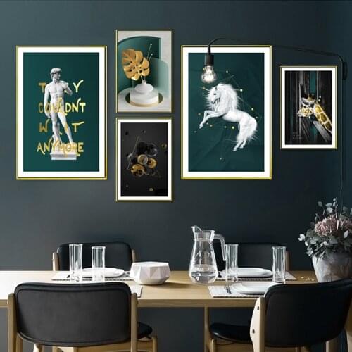 Abstract horse giraffe wall art Canvas posters Painting Prints Nordic statue Figure Pictures for Living Room Morden Home Decor