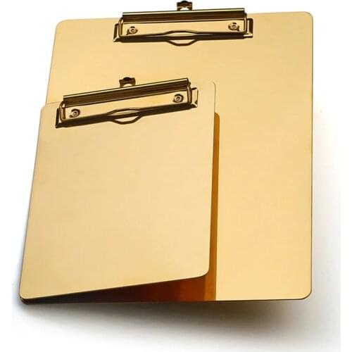 Gold Metal A5 B5 A4 Writing Sheet Pad Clipboard Menu Data File Storage Folder for Office File Memo Writing Pad A