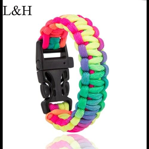 Survival Wristband Rope Bracelet Men Outdoor Camping Hiking Buckle Emergency Pulsera Braided Rope Bracelets For Women