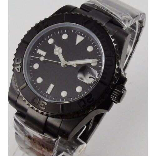 40mm Sterile Dial Sapphire Glass Date Bracelet PVD Brushed Ceramic Bezel NH35A MIYOTA 8215 Automatic Movement Mens Watch