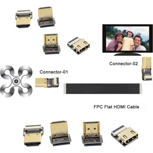CY Chenyang CYFPV Micro HDMI-compatible Mini HDMI-compatible 90 degree Adapter 5cm-80cm FPC Ribbon Flat HDMI-compatible Cable