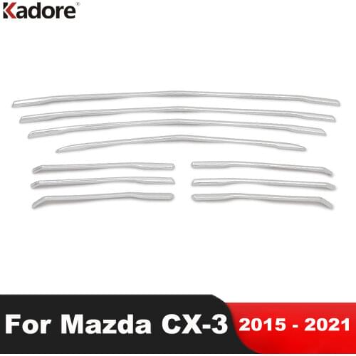 For Mazda CX-3 CX3 2015-2018 2019 2020 Chrome Front Grille Grills Cover Trim Strip Sticker Car Accessories (High-Configuration)