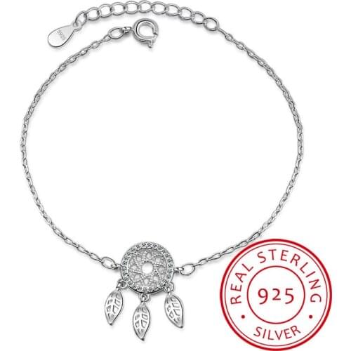 Hot Sale Micro CZ Dream Catcher Bracelet For Women Girl 925 Sterling Silver Dreamcatcher Zirconia Bracelet pulseira bijou S-B204