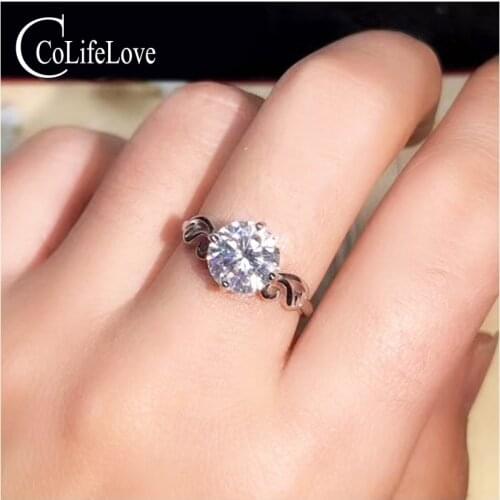 CoLife Jewelry Fashion Moissanite Ring for Wedding 1ct 1.2ct 2ct 102% Real Moissanite Silver Engagement Ring Birthday Gift