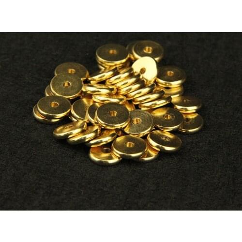 Aclovex 50pcs 4/5/6/7/8/10mm Metal Brass Round Flat Spacer Beads Fit Bracelet Finding Gold Color Spacer Beads DIY Jewelry Making