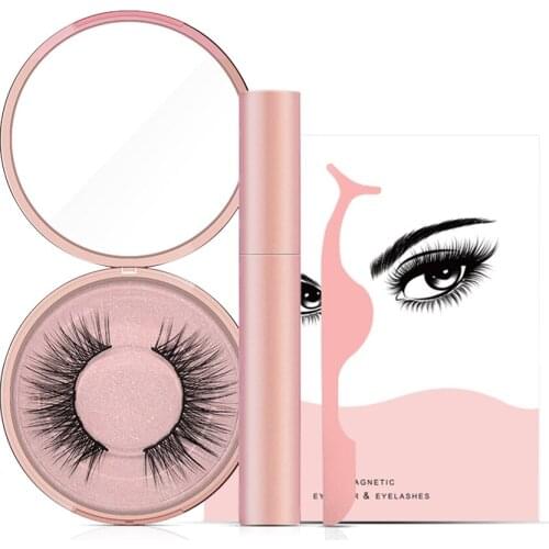 Magnetic False Eyelashes Set Full Eye 5 Magnet Reusable Fake Eyelashes Natural Soft Eyelashes Extension Magnetic Eyelash Kit