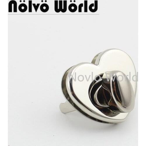 Nolvo World 2-10 pieces 29mm Light gold Silver Heart Shape Turn lock Metal lock Purse twist lock closure hardware