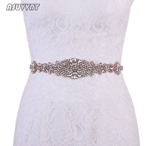 Fashion Belt Rose Gold Diamond Belt Rhinestone Belt Wedding Belt Sashes Bride Waistband Dress Satin Ribbon Bling Belt For Women
