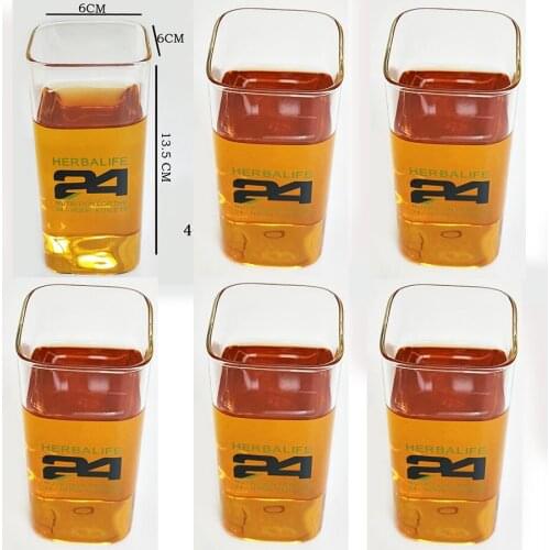 New 6PCSX240/400ml Transparent 24Hour Clover Herbalife Nutrition Wholesale Glass Coffee Cup Beer Mug Tea Home Drinkware