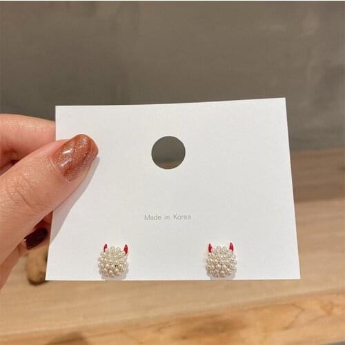 New Korean Small Cute Cow Shape Pearl Stud Earrings Simple Personality Sweet brincos 2020 Fashion Jewelry For Women