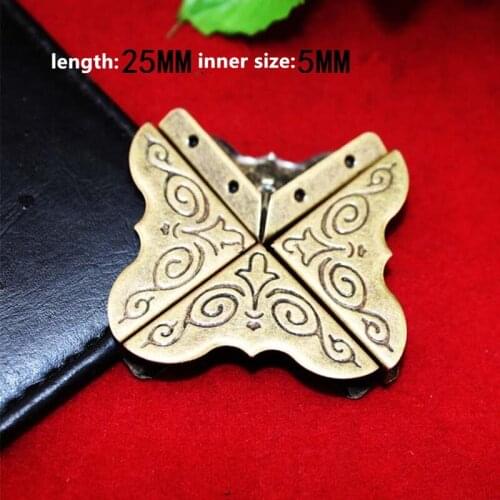 Wholesale Bronze Tone Book Scrapbooking Albums Menus Corner Protectors Metal Corners,Pattern Carved,25mm,Fit 5mm thick,200PCs