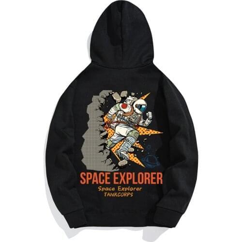Autumn and Winter 2021 New Astronaut Sports Print Hooded Casual Sweater Long-sleeved Mens Hoodie