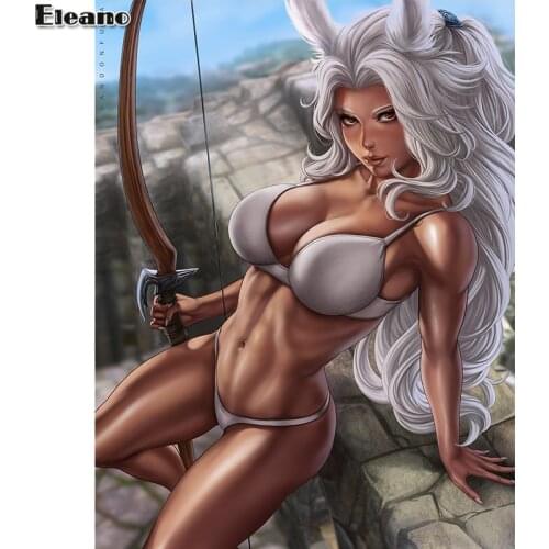 Print Game Wolf Ears Archer Sexy Girl Figure Art Canvas Poster Customized 16x24 24x36 Inc Living Room Bedroom Art Wall Picture