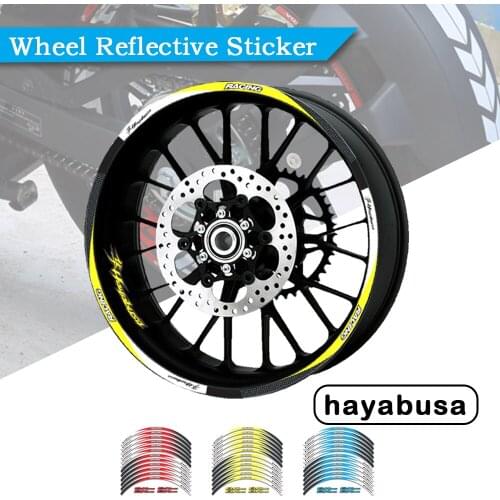 Strips Motorcycle Wheel Tire Stickers Car Reflective Rim Tape Motorbike Bicycle Decals FOR SUZUKI HAYABUSA GSX1300R GSXR1300