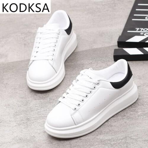 Popular White Sports Vulcanized Shoes Ladies Fashion Vulcanized Shoes Size 34-40 High Quality HIP HOP Shoes Platform Lace-up Run