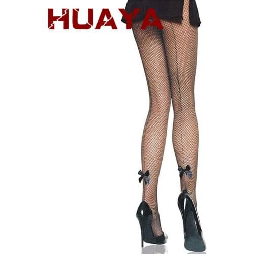 Sexy Tights Fishnet Stockings Women Mesh Rear Heel Bow Net Sexy Long Pantyhose Transparent Nylon Lady High Waist Elegant Hosiery