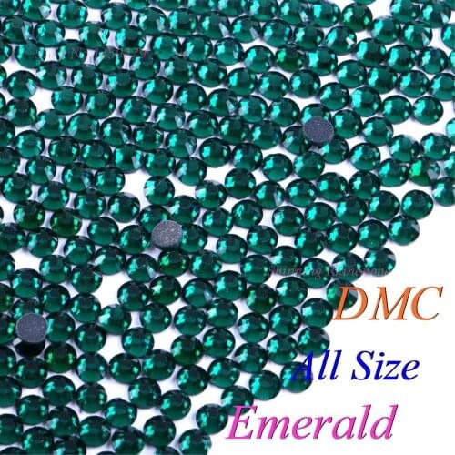 DMC Emerald SS6 SS10 SS16 SS20 SS30 Mixed Size Glass Crystals Hotfix Rhinestone Iron-on Rhinestones Shiny DIY Garment With Glue