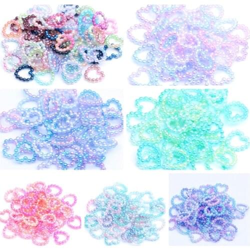 120PCs Heart Pearl Flat Back Rhinestones for Nail Decor Rhinestone Appliques