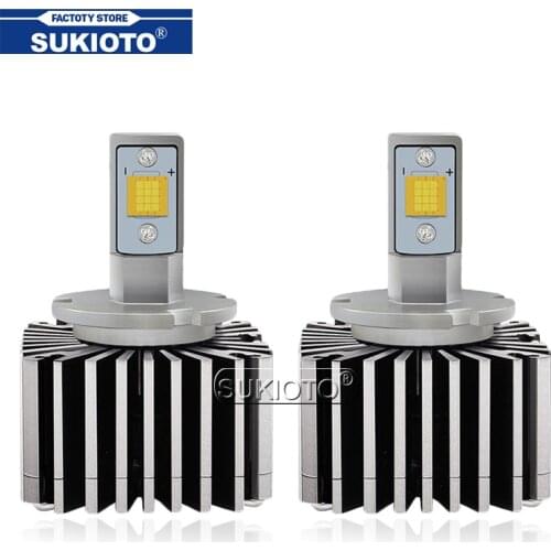SUKIOTO New High Brightness 100W D1S D3S LED Headlight Bulbs Kit D2S D4S No Error Canbus Play and Plug D5S D8S LED Auto Lights