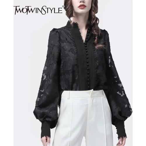 Кружевные блузки TWOTWINSTYLE China At AliExpress