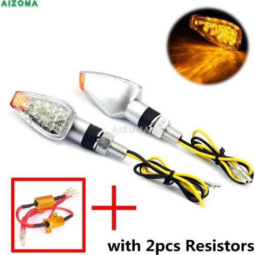 Universal Dirt Bike LED Turn Signal Indicator w/Blinker Resistors Motorcycle Amber Signal Lamp 10mm Hole For Suzuki Kawasaki