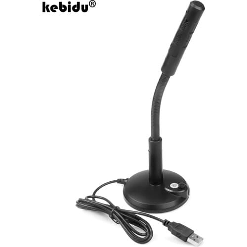 Kebidu 3.5mm USB Laptop Microphone Mini Studio Speech Microphone Stand Mic With Holder 360 Degree Adjustable for Desktop PC