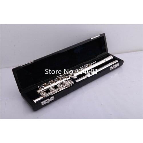 High Quality 17 Open Hole Silver Plated Flute With Split E Mechanism Offset-G Keys And B Foot With Case Free Shipping
