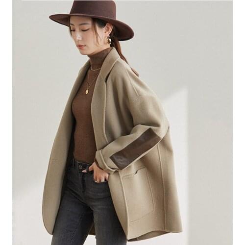 High End Woolen Coat New Hepburn Loose Double-sided Woolen Coat In Spring And Autumn Of 2021