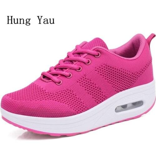 Women shoes 2018 Summer Woman Platforms Shoes Women Retro Shoes Lace-Up Casual Shoes Flats Height Increasing Boots Mesh