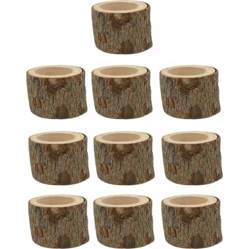 10PCS 2.36x1.65in Natural Tree Stump Wooden Candle Holder Tea Light for Romantic Candlelight Dinner Wedding Party Decoration