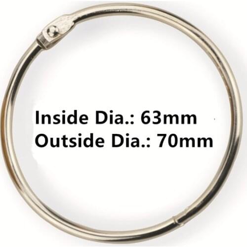 10pcs/Lot 63mm Metal Loose Leaf Book Binder Hinged Rings Keychain Album Ring Scrapbook Binders Craft Photo Album Split