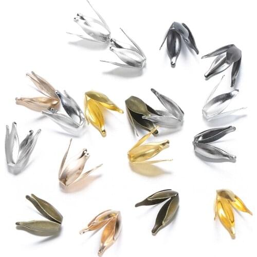 100pcs/lot 13*8mm Gold Retro Filigree Bead Caps Carved Flower Bead End Caps DIY Spaced Apart Jewelry Making Handmande DIY