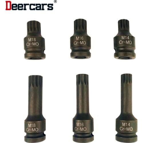 6PC 1/2 Inch Long Socket Combination For Pneumatic Wrench Sleeve Set M14/16/18