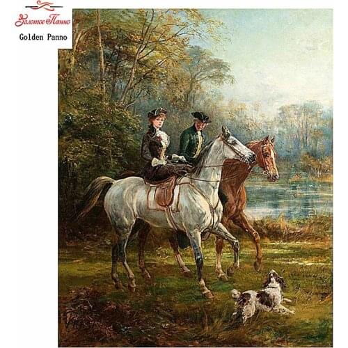 Golden panno,Full,DIY Diamond Embroidery,5D,Diamond Painting,Cross Stitch,3D,Diamond,Mosaic,Needlework,wall decor,horse riding