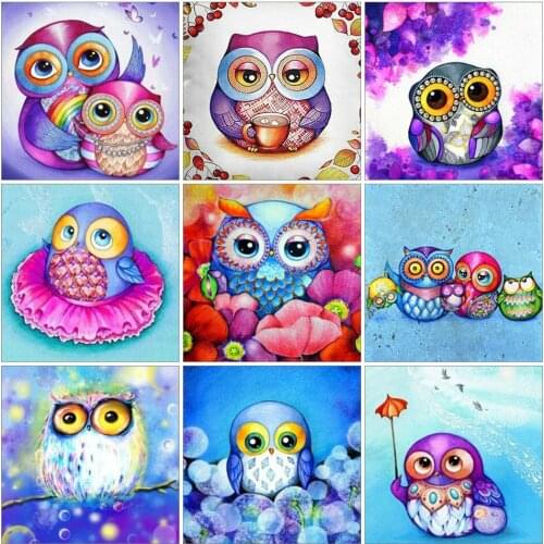 AZQSD Diamond Painting Owl Animal 5d Diy Diamond Embroidery Cartoon Mosaic Full Square/Round Drill Needlework Home Decor