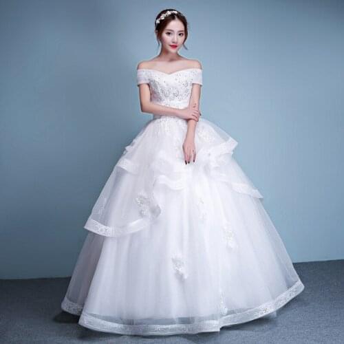 White Boat Neck Wedding Dress Sequins Ruched Off The Shoulder Elegant Plus Size Wedding Gowns For Women Vestidos De Novia G116