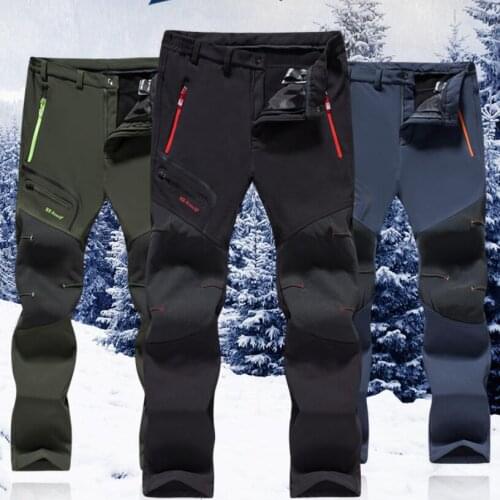 Winter Softshell Fleece Stretch Cargo Pants Men Casual Windproof Waterproof Trousers Outdoor Trekking Mountain Fishing Pants 6XL