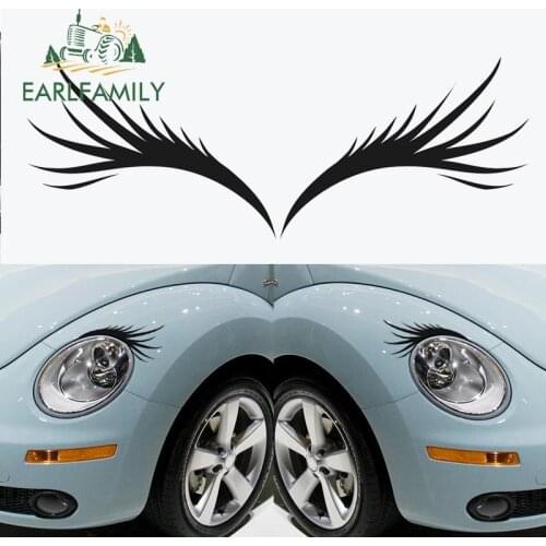 EARLFAMILY 13cm x 9.5cm Auto Eyelash Graphics Car Sticker Funny Car lights Decals Waterproof Vinyl Car Wrap 3D Decoration