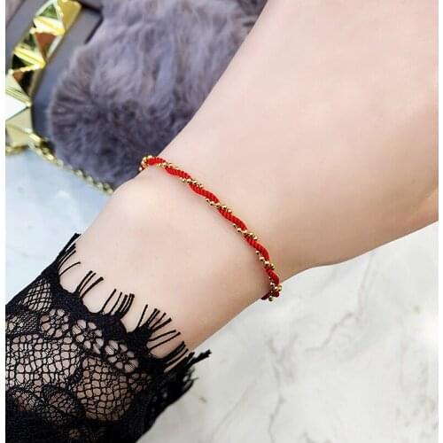 For Women Fashion Red Rope Beads Bracelet Titanium Steel rose gold color high Quality Bangle Jewelry drop shipping
