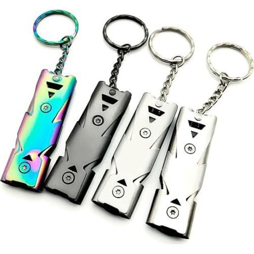 Outdoor Safety Emergency Whistle Outdoor Camping Double Tube High Frequency Survival Whistle Self-defense Tools