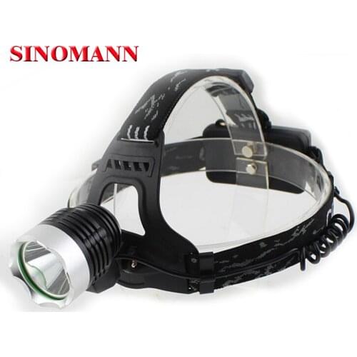Headlamp 1800Lm CREE XM-L XML T6 LED Head lamp Rechargeable Headlight+2X6000MAH 18650Battery + AC Charger