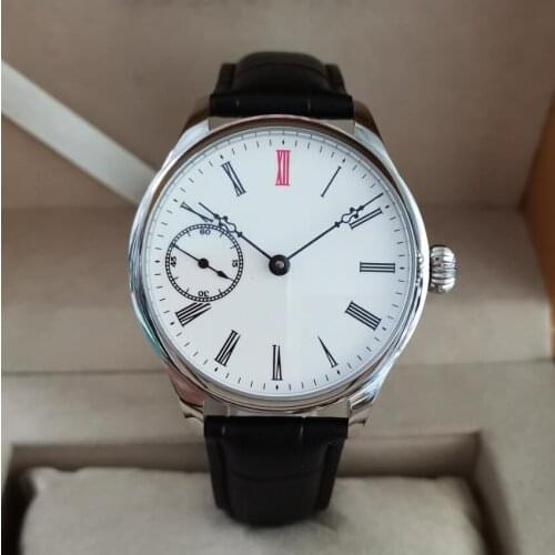 GEERVO No logo 40mm Small pilot Manual mechanical mens Watch White dial Roman number ST3600-2 Movement G061