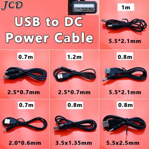 JCD USB to DC 3.5*1.35mm 2.0*0.6mm 2.5*0.7mm 4.0*1.7mm 5.5*2.1mm 5.5*2.5mm Plug DC 5V Jack Power Extension Cable Connector